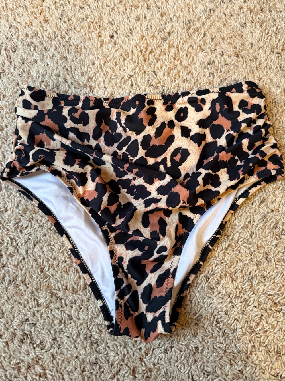 High-Waisted Leopard Print Bikini Bottoms